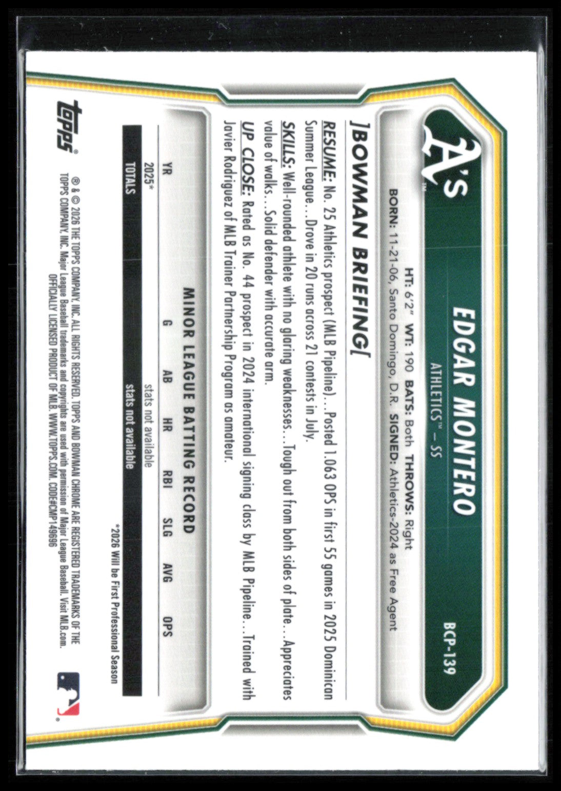 Edgar Montero 1st Bowman Mojo