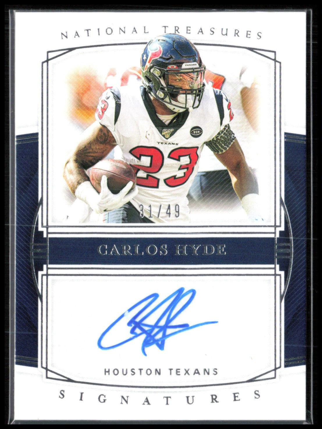 Carlos Hyde Auto /49 2019 National Treasures Signatures