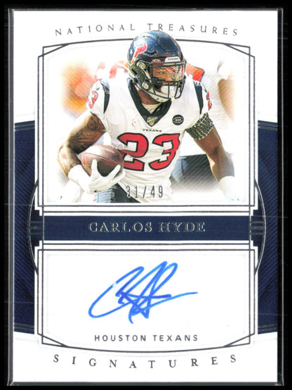 Carlos Hyde Auto /49 2019 National Treasures Signatures