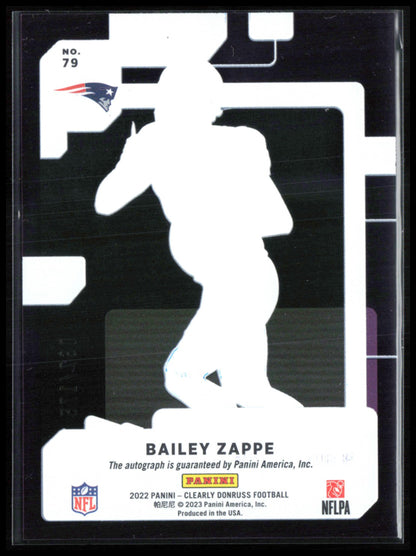 Bailey Zappe RC Auto /175 2022 Clearly Donruss