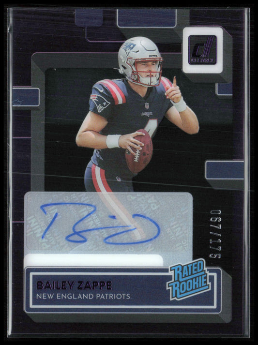 Bailey Zappe RC Auto /175 2022 Clearly Donruss