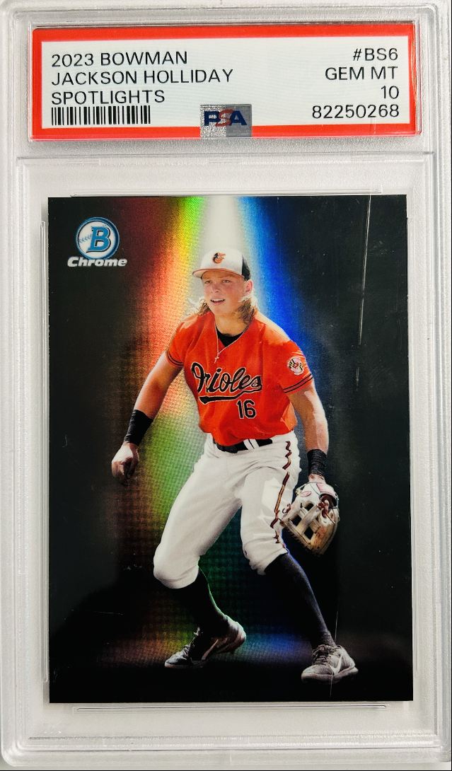 Jackson Holliday Spotlights 2023 Bowman PSA 10 (Scratch on Slab, Not Card)
