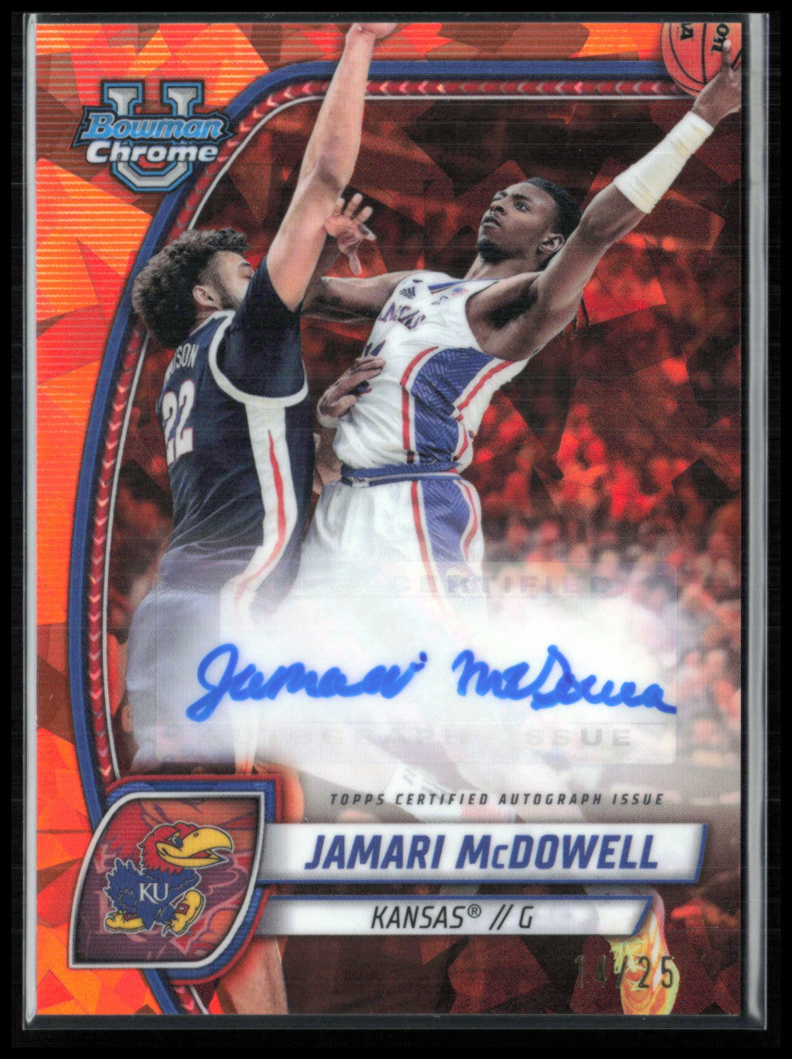 Jamari McDowell Auto Orange /25 2024-25 Bowman U Chrome Sapphire