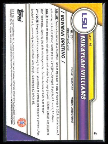 Mikaylah Williams 1st Bowman Sapphire