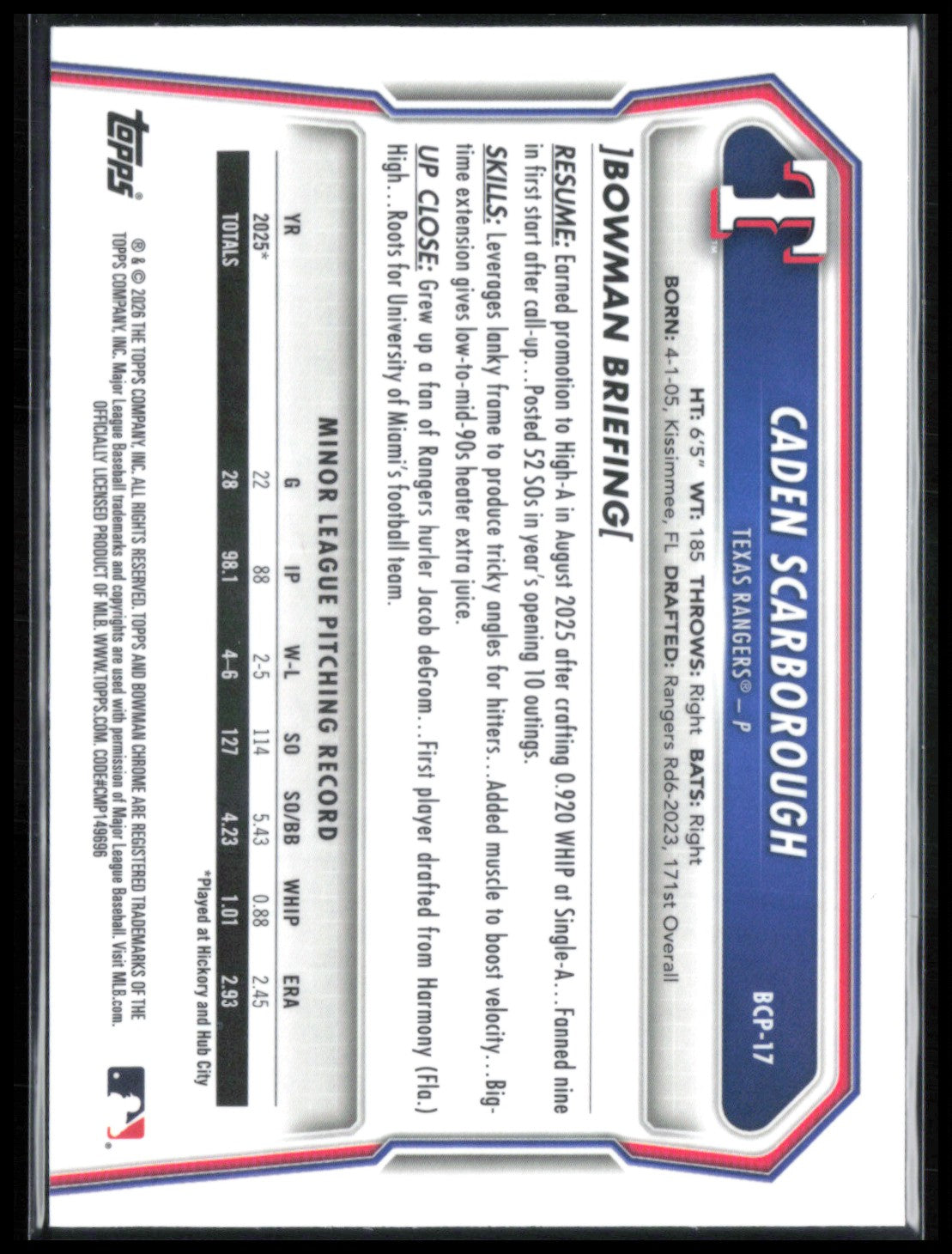 Caden Scarborough 1st Bowman Mojo