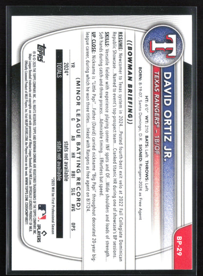 David Ortiz Jr. 1st Bowman