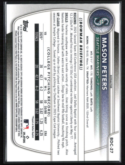 Mason Peters 1st Bowman Refractor