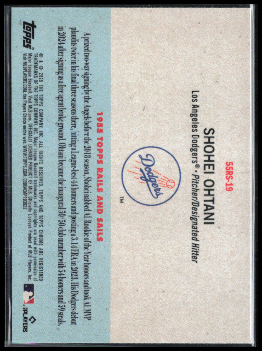 Shohei Ohtani 1955 Topps Rails and Sails Insert