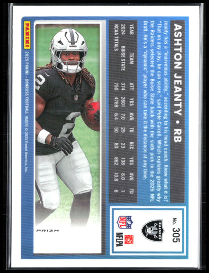 Ashton Jeanty RC Pink Holo 2025 Donruss Optic
