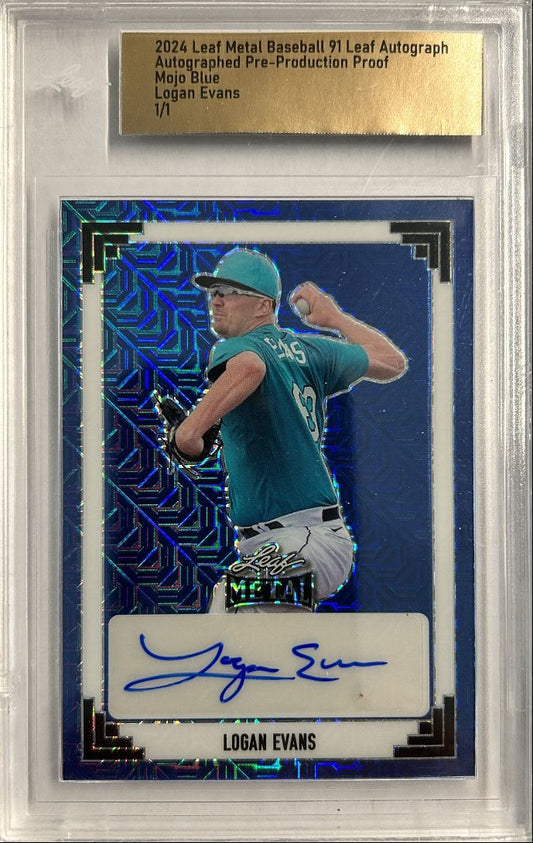 Logan Evans 1/1 Auto 2024 Leaf Metal Pre-Production Proof