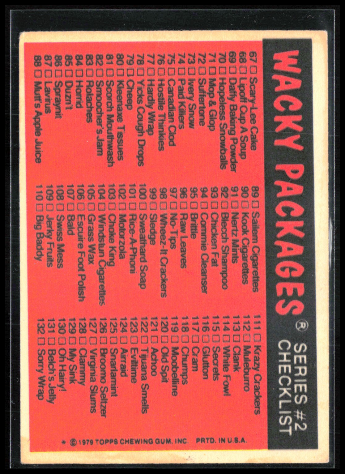 Sailem 1979 Topps Wacky Packages Checklist