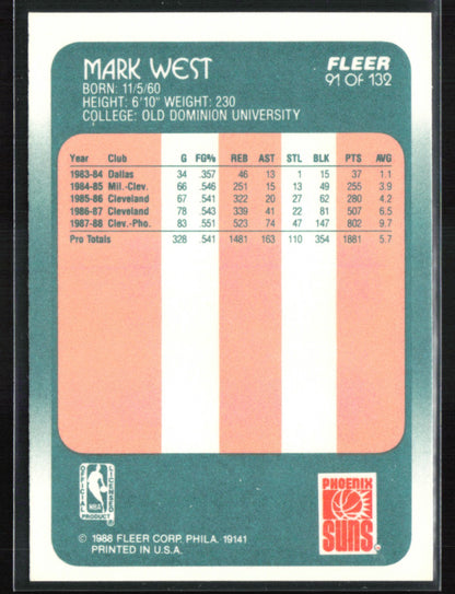 Mark West 1988 Fleer