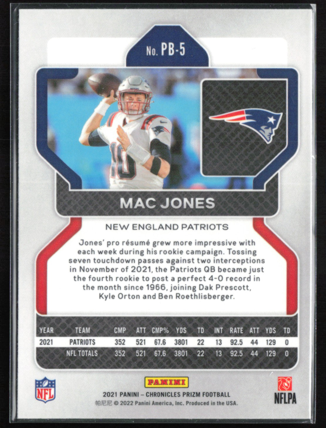 Mac Jones RC Prizm Black