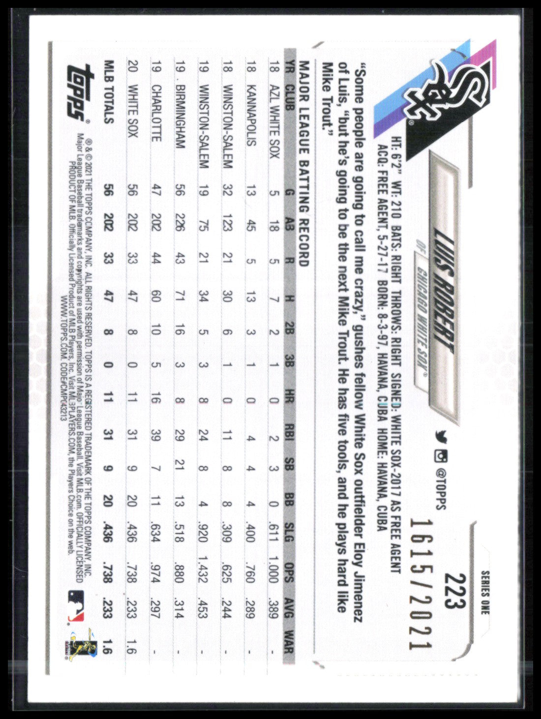 Luis Robert /2021 Rookie Cup