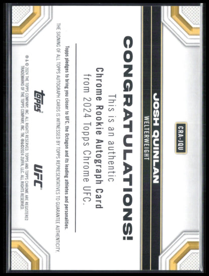 Josh Quinlan RC Auto 2024 Topps Chrome UFC