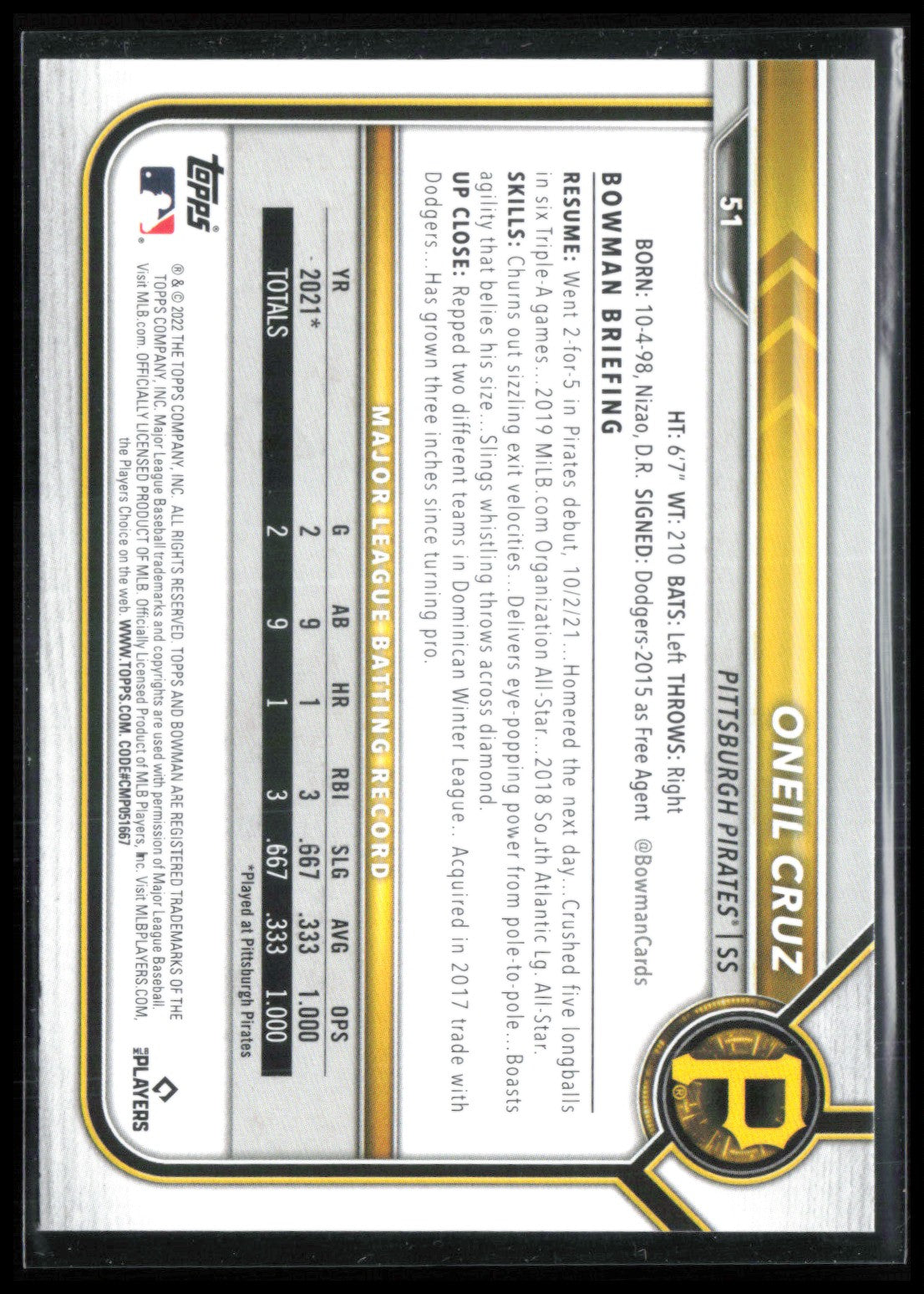 Oneil Cruz RC