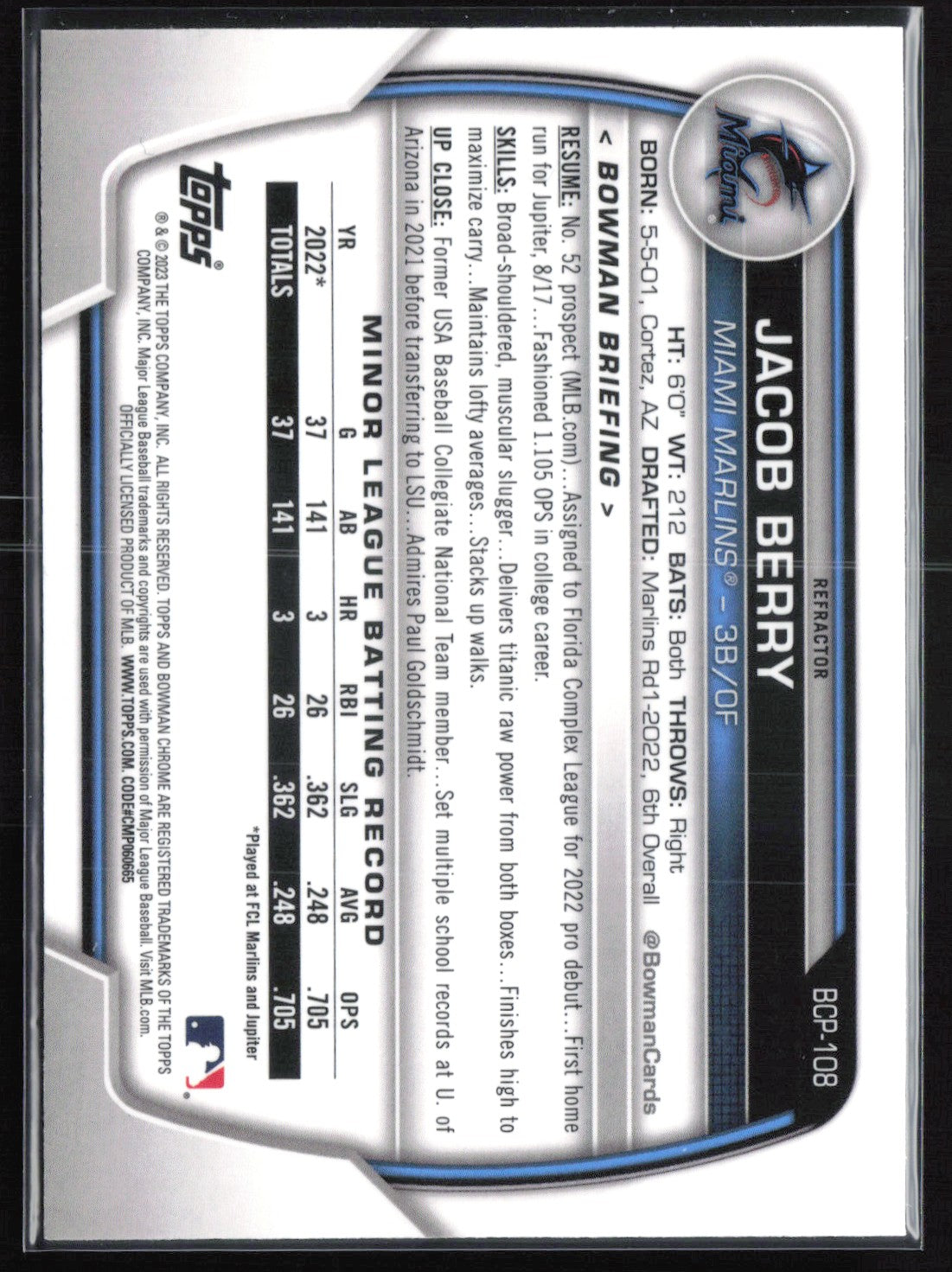 Jacob Berry 1st Bowman Green Lunar