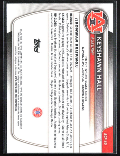 Keyshawn Hall 1st Bowman Mojo