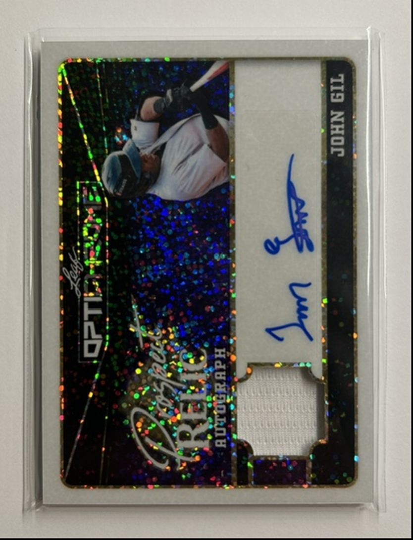 John Gil 1/1 Auto Relic Prospect Relic Autograph 2025 Leaf Optichrome