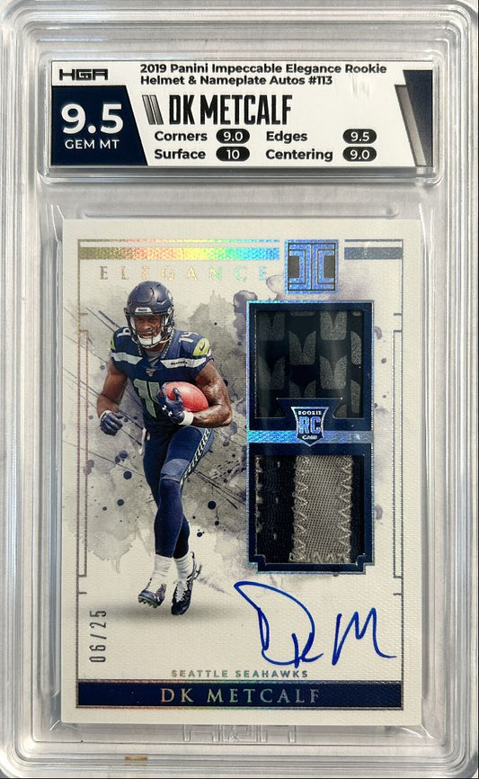 DK Metcalf RC Dual Helmet & Nameplate Auto /25 2019 Impeccable Elegance HGA 9.5