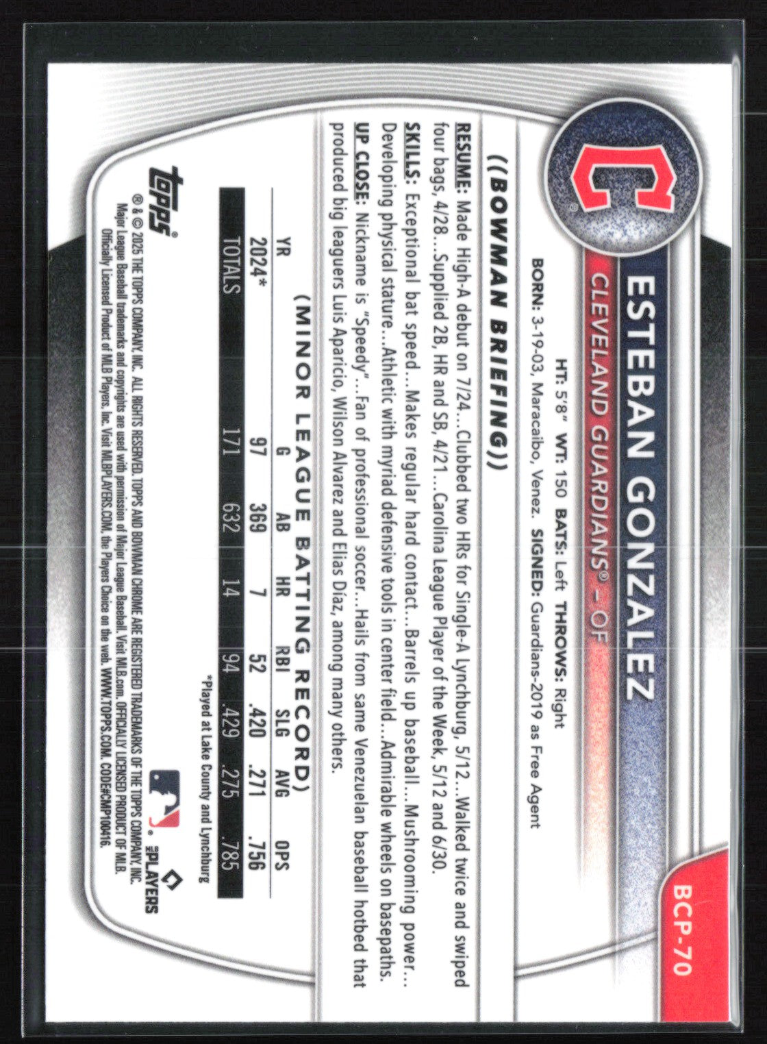 Esteban Gonzalez 1st Bowman Reptilian