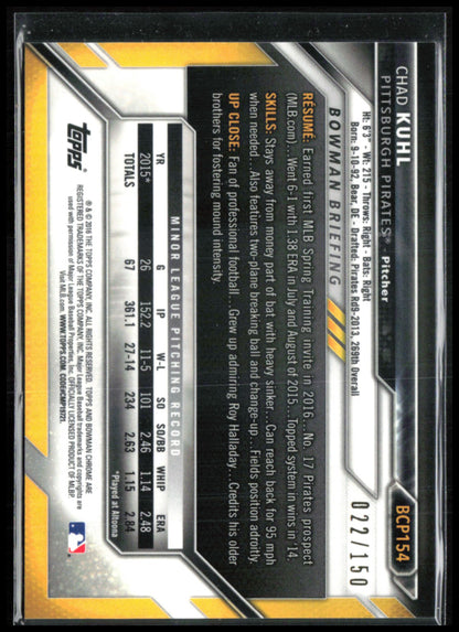 Chad Kuhl 1st Bowman Blue /150