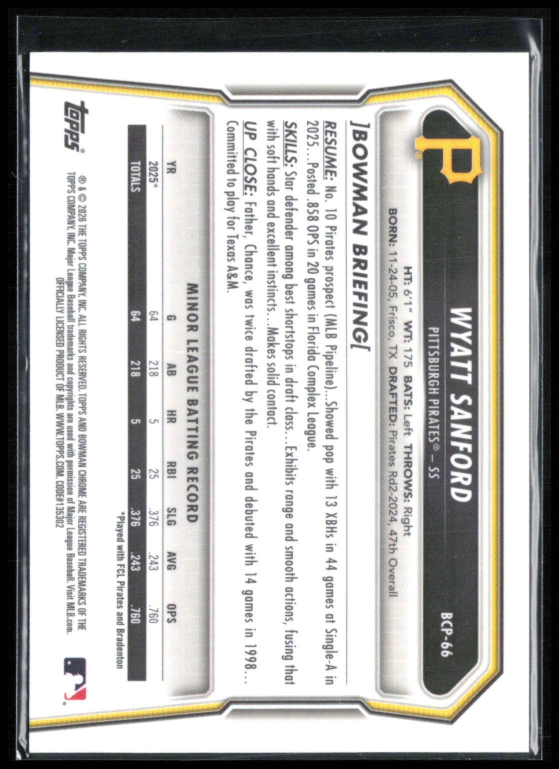 Wyatt Sanford 1st Bowman Reptilian Refractor