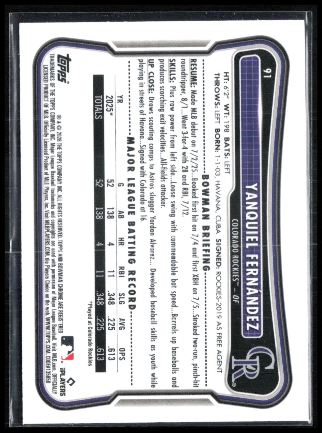 Yanquiel Fernandez RC Red Rookie Logo