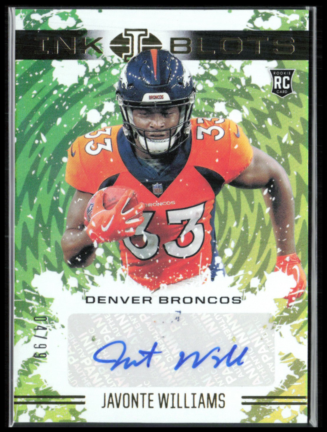 Javonte Williams RC Auto Ink Blots /99 2021 Illusions