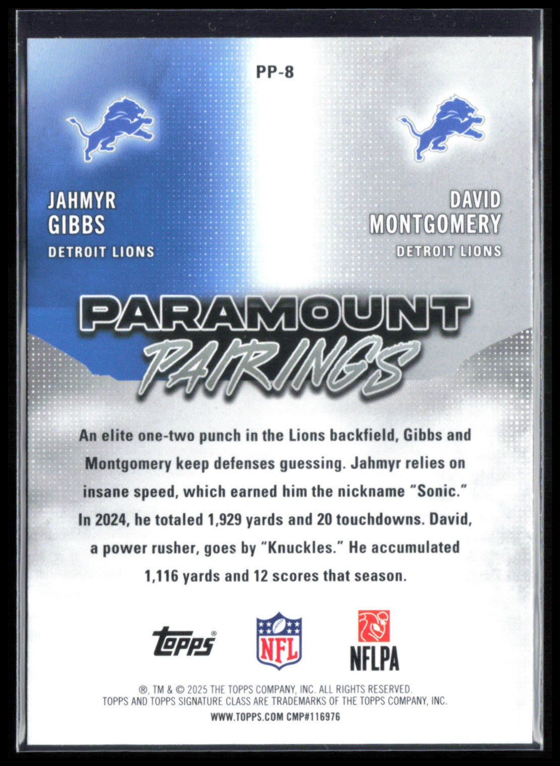 David Montgomery / Jahmyr Gibbs Paramount Pairings