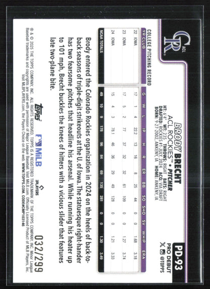 Brody Brecht Pro Debut Purple /299