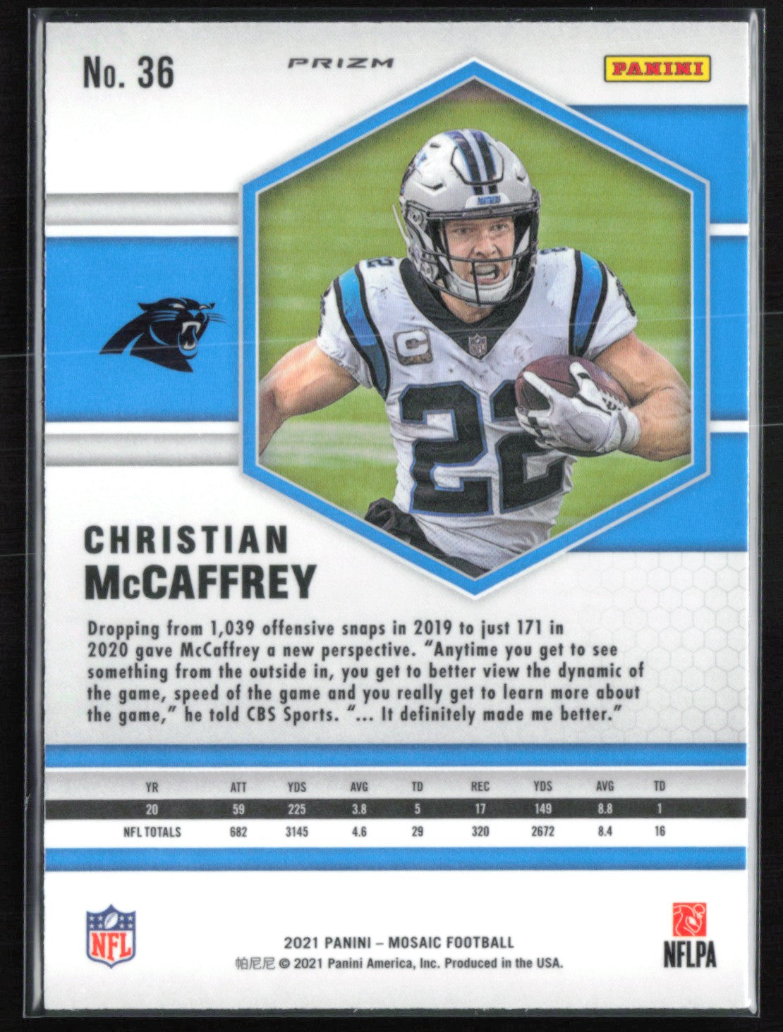 Christian McCaffrey Reactive Yellow