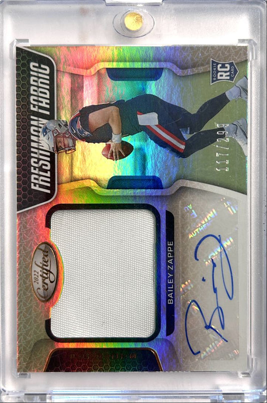 Bailey Zappe RC Patch Auto /299 Freshman Fabric