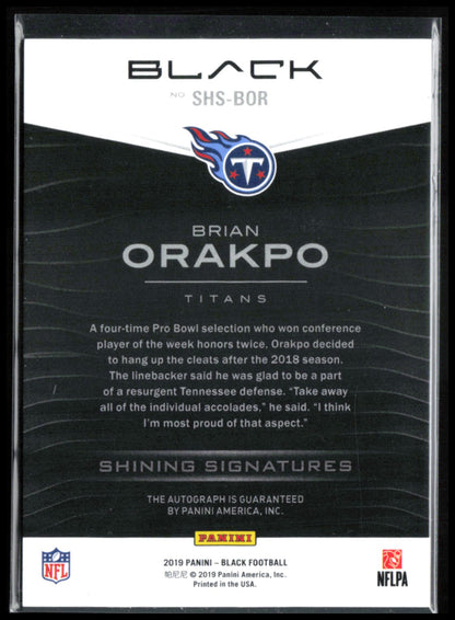 Brian Orakpo Auto /50 2019 Panini Black