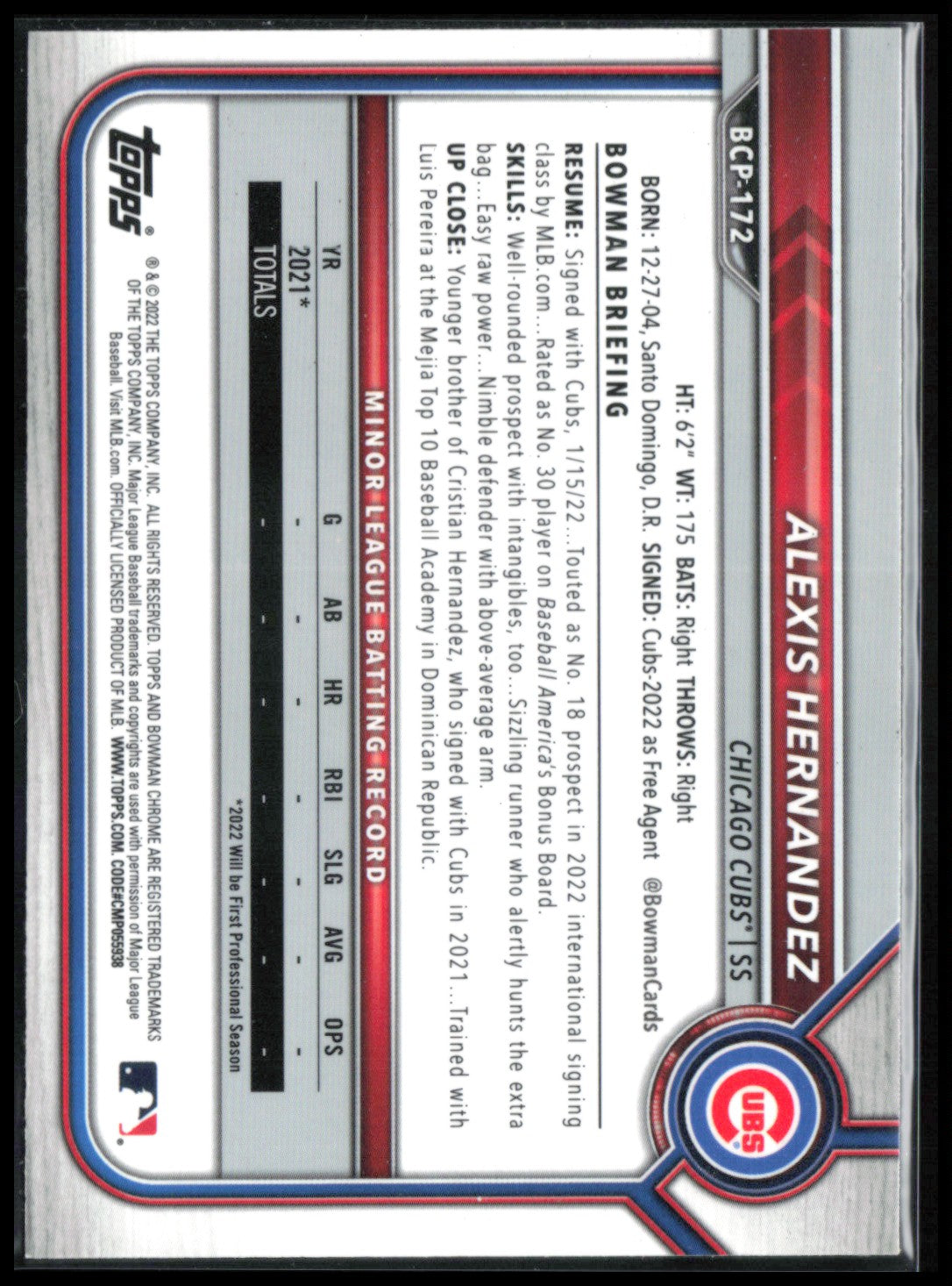 Alexis Hernandez 1st Bowman Mojo