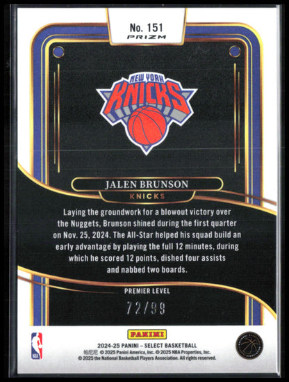 Jalen Brunson Blue Seismic /99 Premier Level