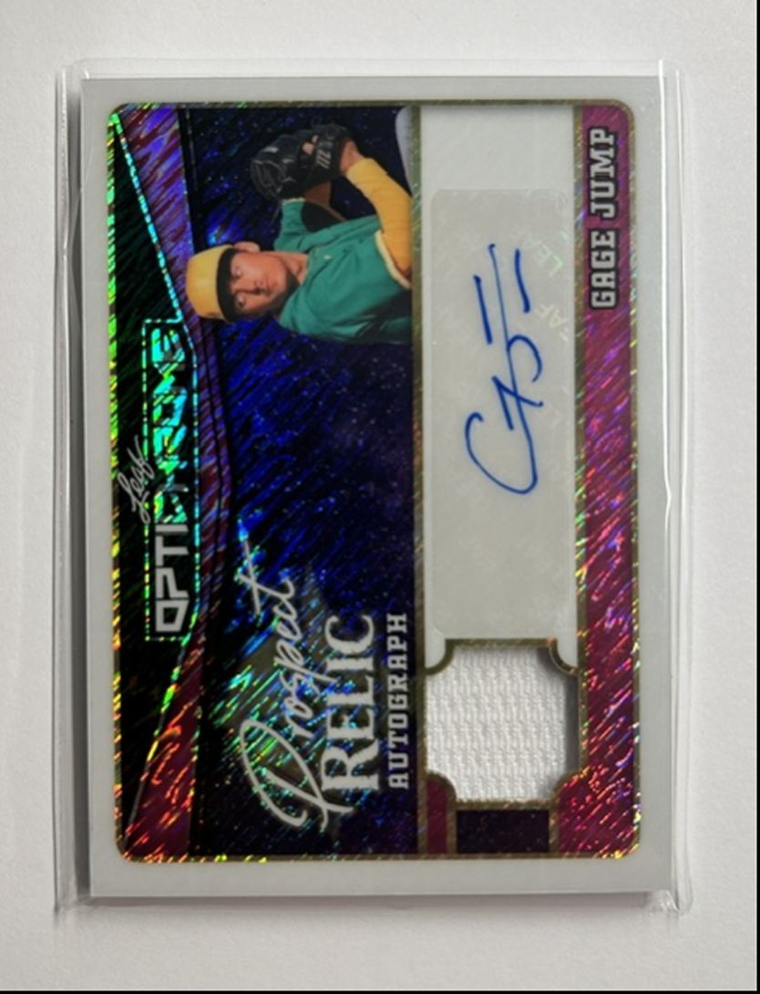 Gage Jump /8 Auto Relic Prospect Relic Autograph 2025 Leaf Optichrome