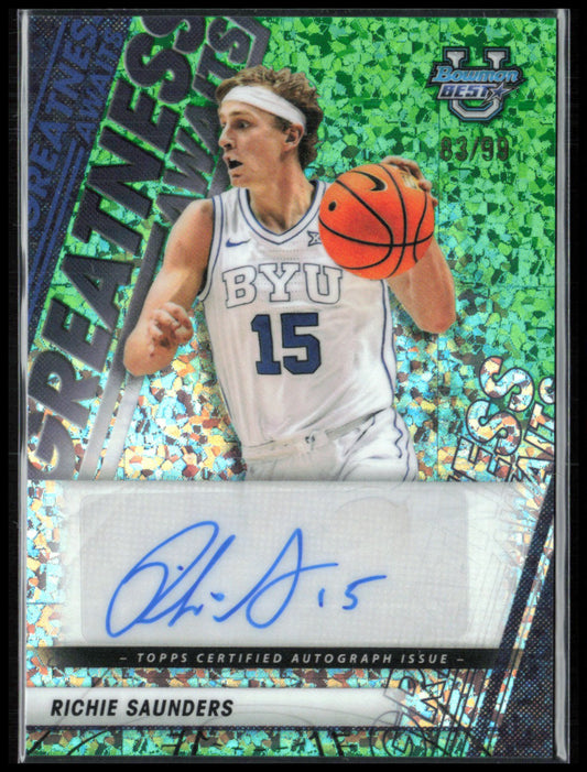 Richie Saunders Auto /99 Green Mini Diamond