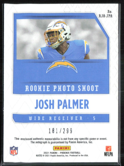 Josh Palmer RC Mem Auto /299 Rookie Photo Shoot