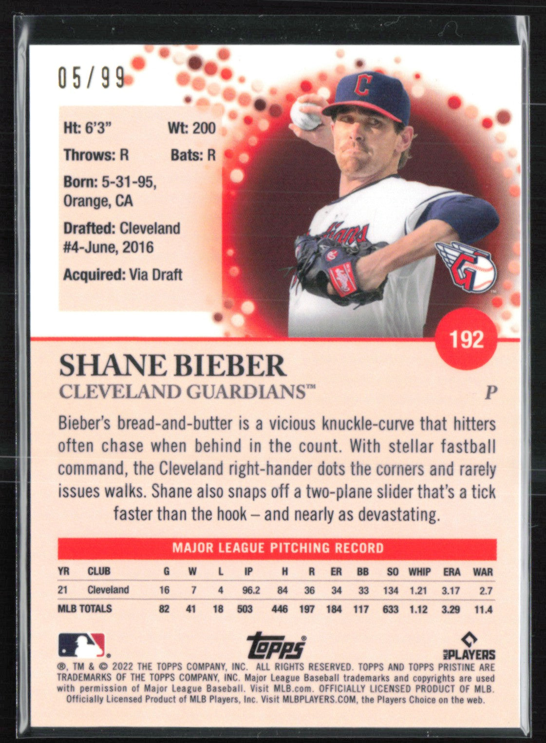 Shane Bieber Purple Refractor /99