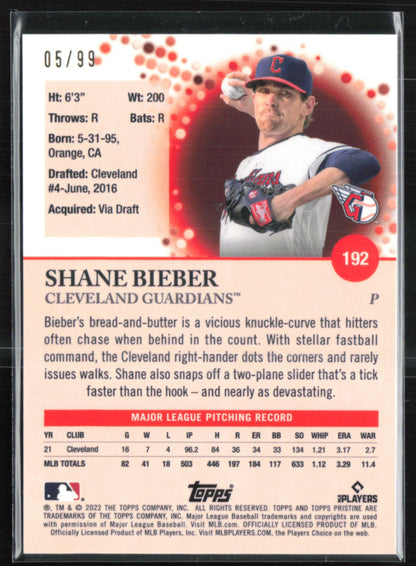 Shane Bieber Purple Refractor /99