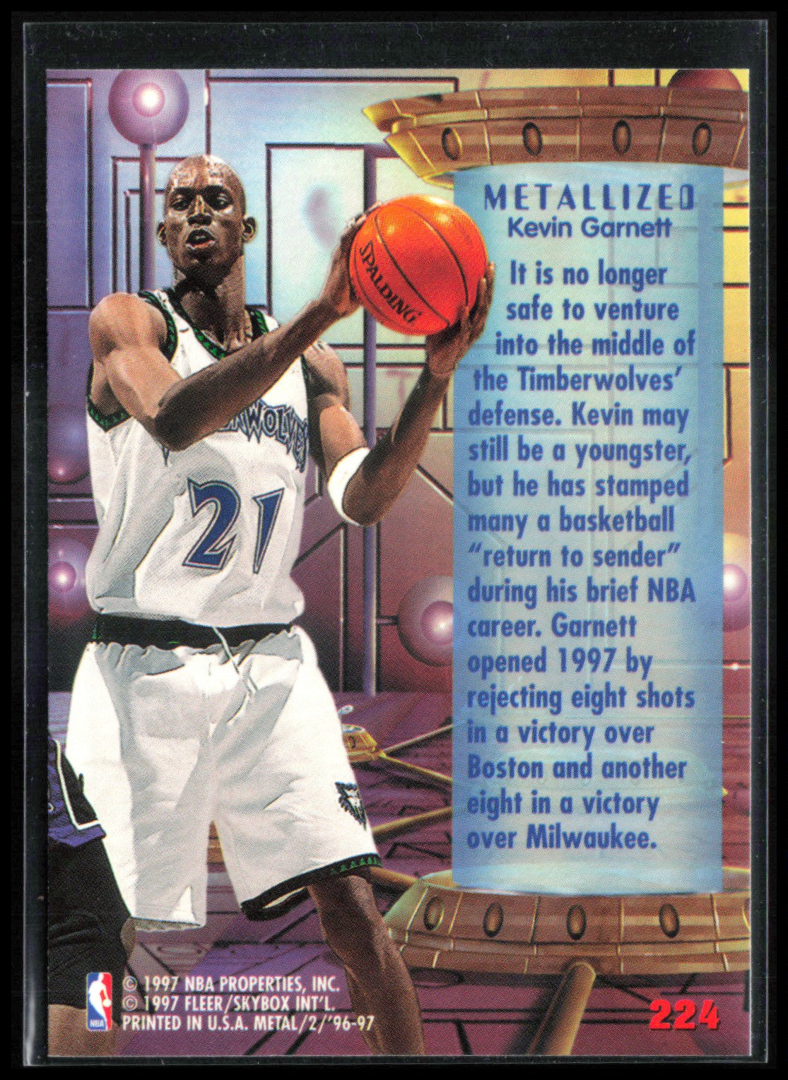 Kevin Garnett Metallized 1996-97 Fleer Metal