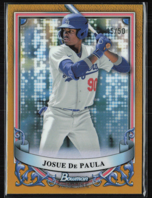 Josue De Paula Gold Refractor /50 2024 Bowman Sterling