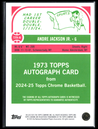 Andre Jackson Jr. Auto 2024-25 Topps Chrome 1973 Topps