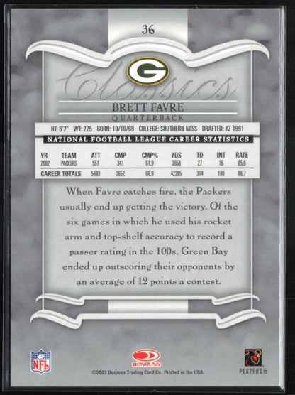 Brett Favre 2003 Donruss Classics