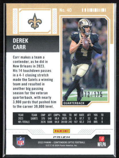 Derek Carr Red /175 Holo