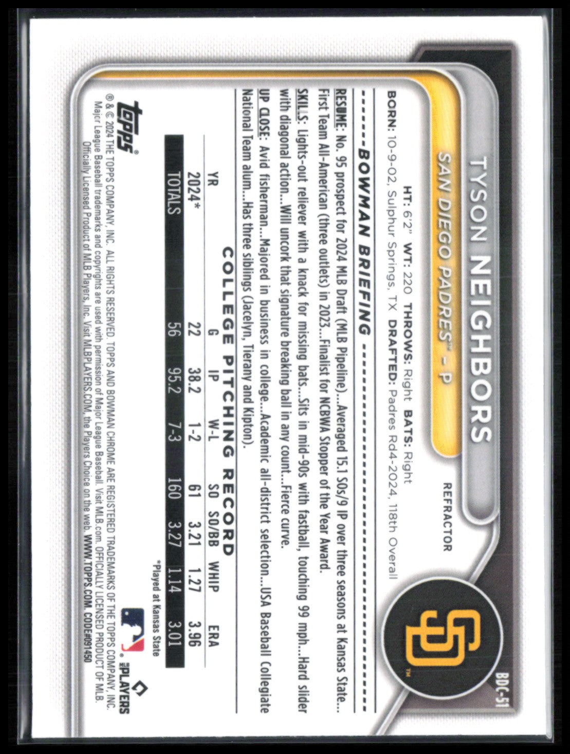 Tyson Neighbors 1st Bowman Refractor