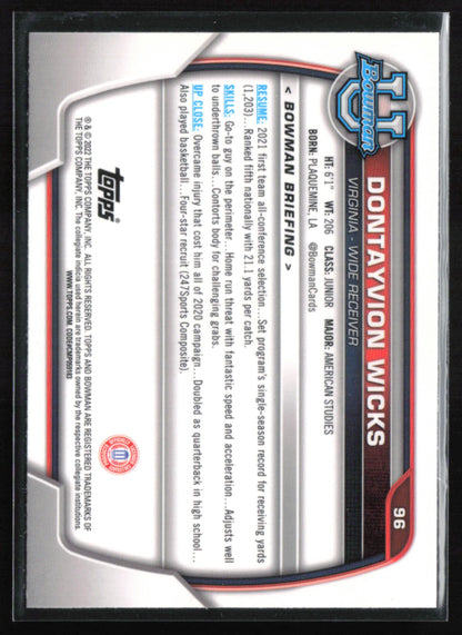 Dontayvion Wicks 1st Bowman Pink