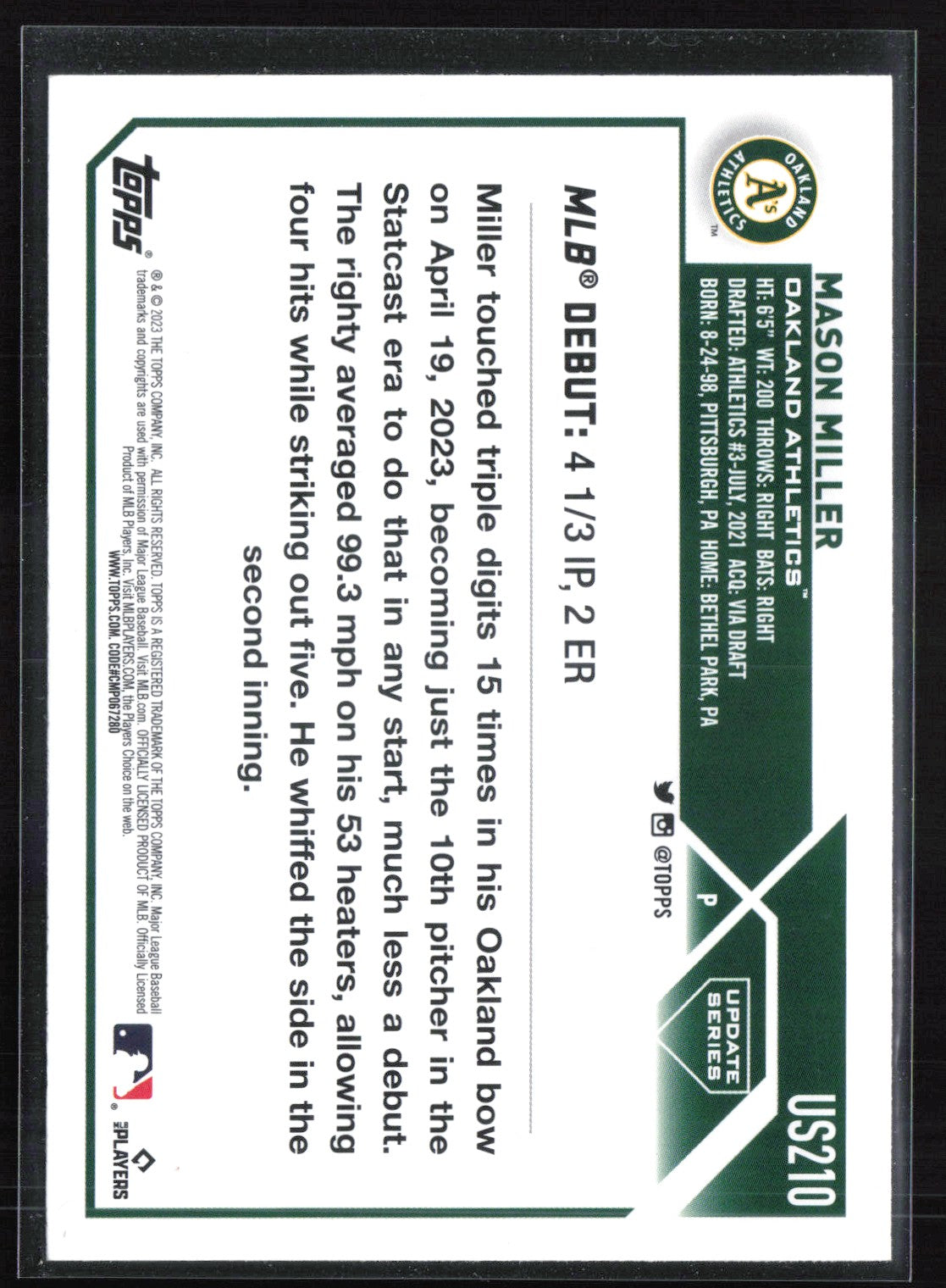 Mason Miller RC Debut