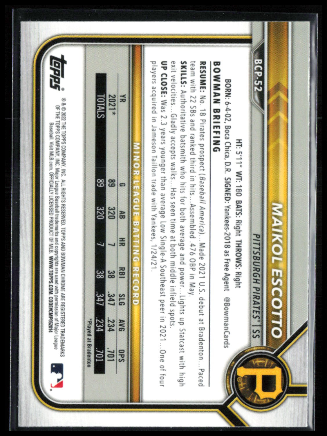 Maikol Escotto 1st Bowman Mojo